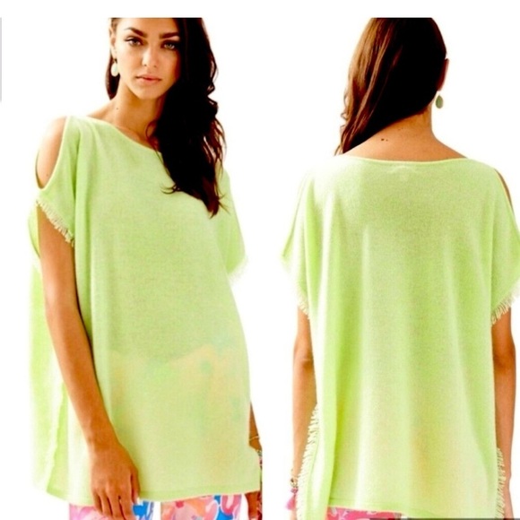 Lilly Pulitzer Cashmere Poncho Sweater L/XL Apple Green - Picture 1 of 11